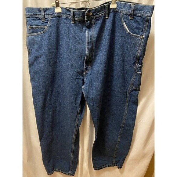 BERNE Carpenter Jean Men 52X30 Cotton Flat Front Dark Wash Straight Cut - Picture 1 of 11